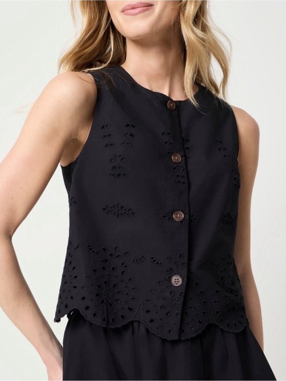 J Crew Factory Eyelet button-front shell